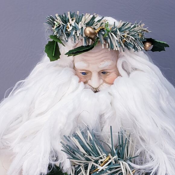 Vintage Midwest Importers Santa Tree Topper Light Up Wreath Christmas Decor 12" - Picture 3 of 15